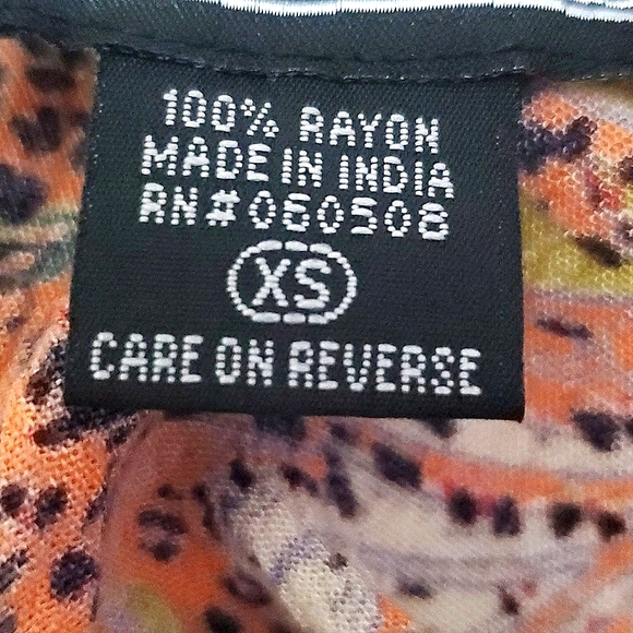 Angie Boho Floral & Cheetah Print Semi Balloon Sleeves Blouson Top XS - Picture 10 of 10